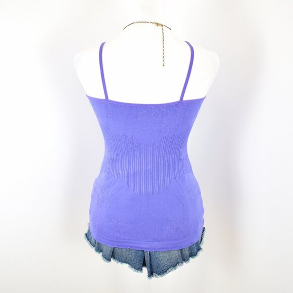 VTG 00s Y2K Gyaru Periwinkle Blue Purple Rhinestone Studded Cami Top Size Small - Picture 3 of 6